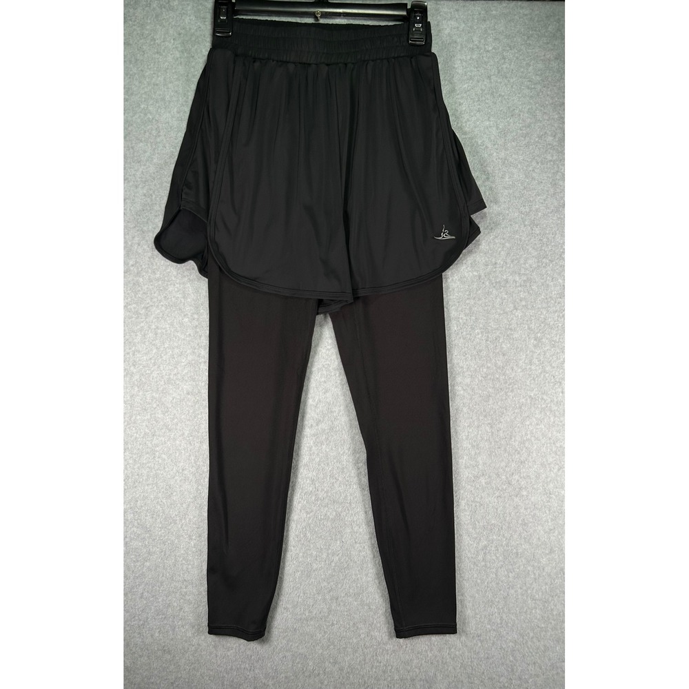 Fits Small*Black 2-in-1 Layered Athletic Leggings Attached Shorts Yoga Size M